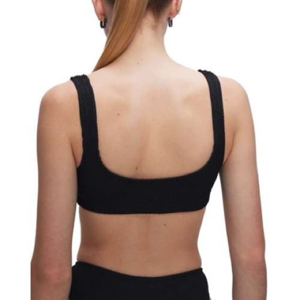 SOLD!!! Good American Always Fits Scoop Swim Bikini Top Ribbed Black - Picture 3 of 9